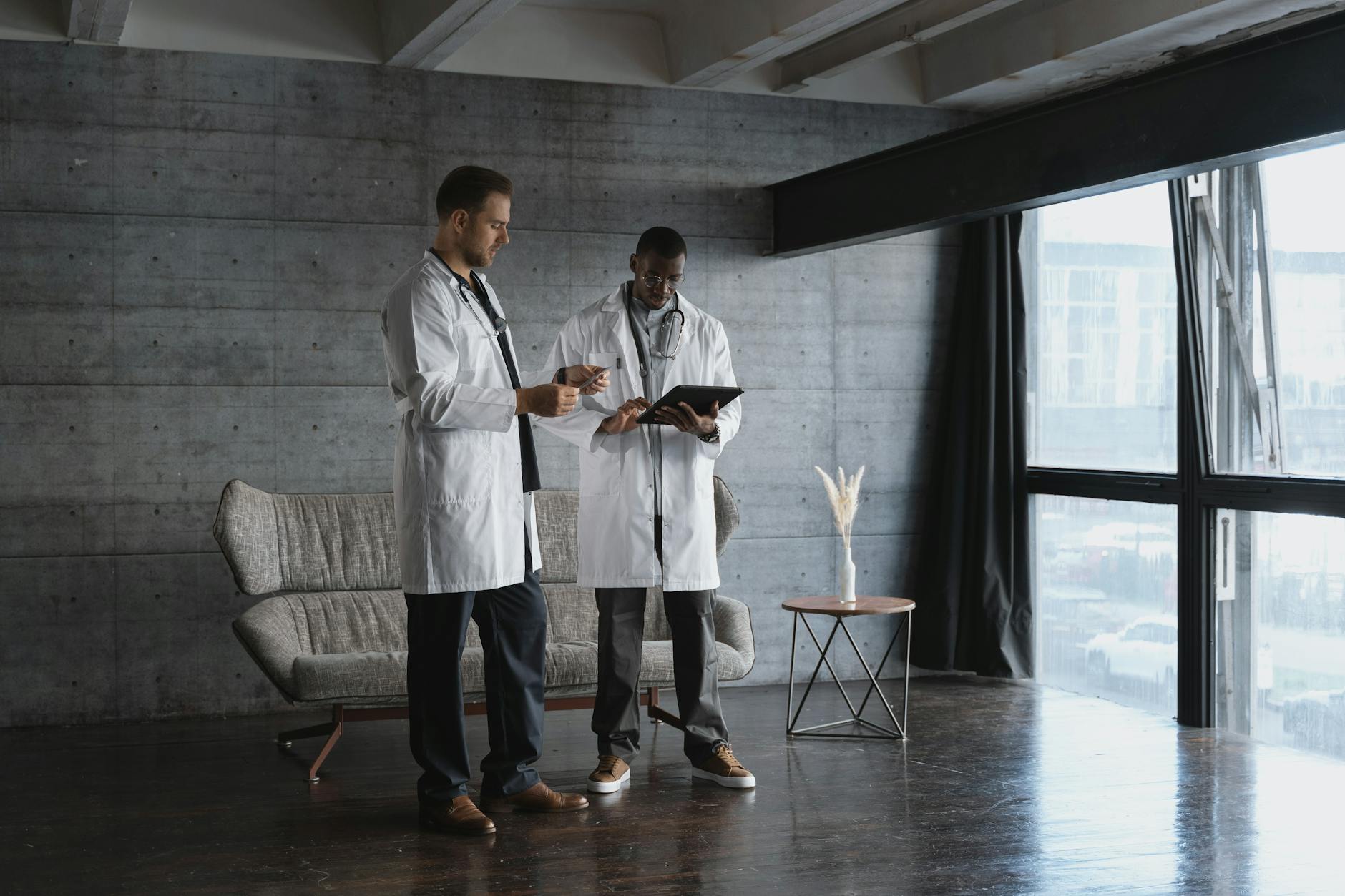 Healthcare startup founders discussing growth and funding