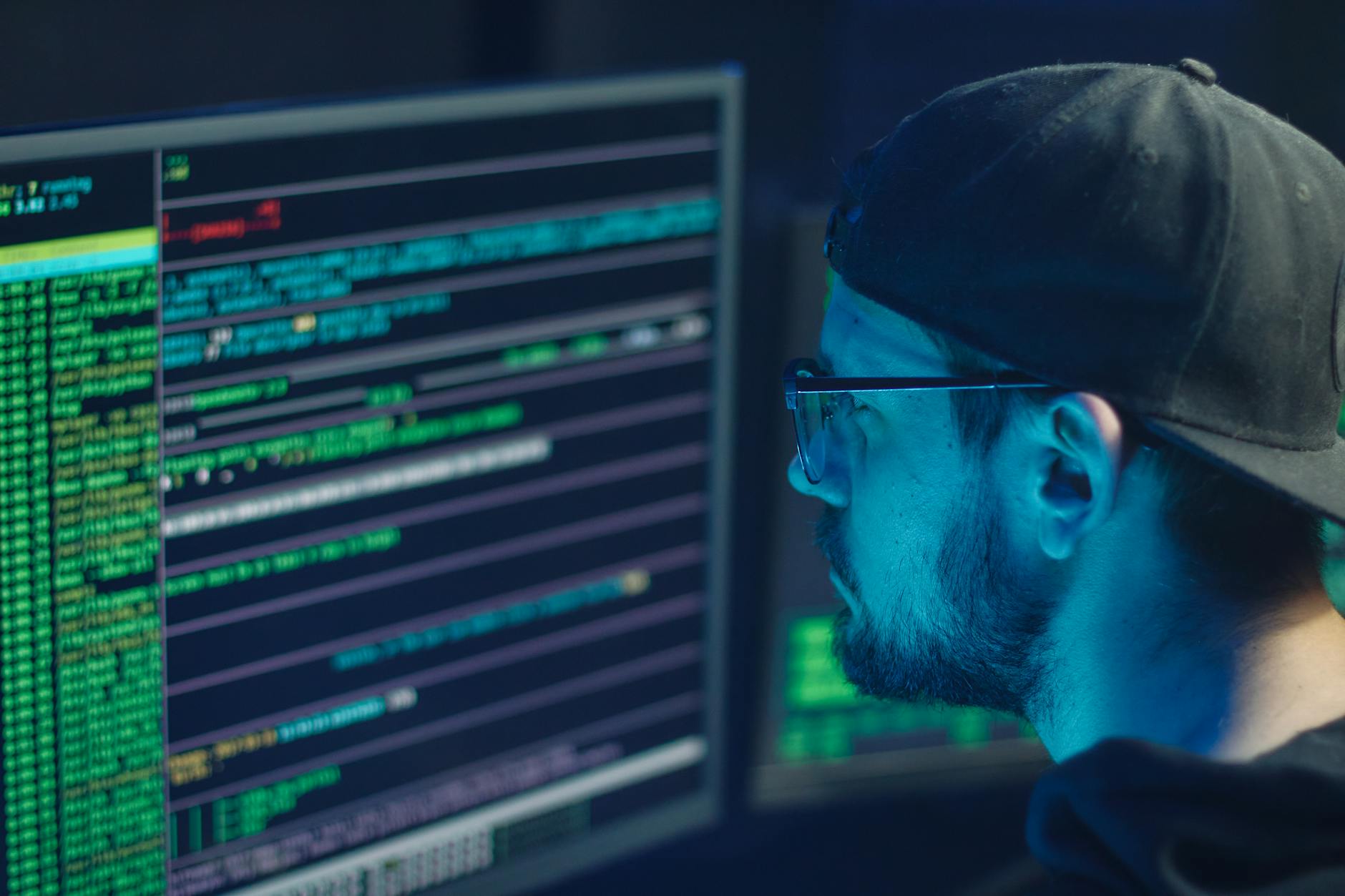 Cybersecurity monitoring display illustrating identity and supplier risk for major Australian companies.